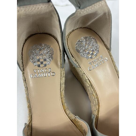 Vince Camuto Leera Green Pea Pod Suede Platform Espadrille Wedge Sandals 8 - Picture 7 of 10